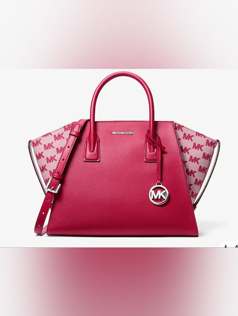 NWT Michael Kors Hot Pink Leather Wing Satchel with MK Logo